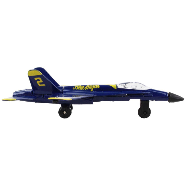 McDonnell Douglas F/A - 18A Hornet Fighter Aircraft Blue "United States Navy Blue Angels 2" with Runway 24 Sign Diecast Model Airplane by Runway24 - Runway24 - ModelCars.com