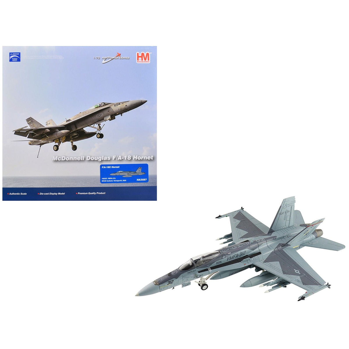 McDonnell Douglas F/A-18C Hornet Aircraft "VMFA-312 MCAS Iwakuni Yamaguchi Japan" (2022) United States Marines "Air Power Series" 1/72 Diecast Model by Hobby Master-Hobby Master-ModelCars.com