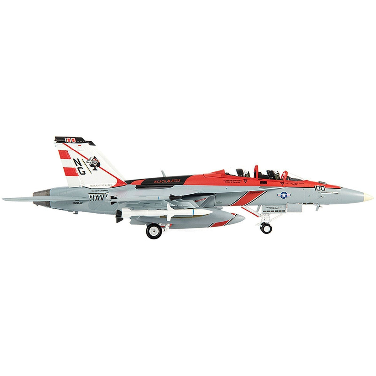McDonnell Douglas F/A-18F Super Hornet Fighter Plane "U.S. Navy VFA-41 Black Aces USS John C. Stennis 70th Anniversary Edition" (2015) 1/72 Diecast Model by JC Wings-JC Wings-ModelCars.com