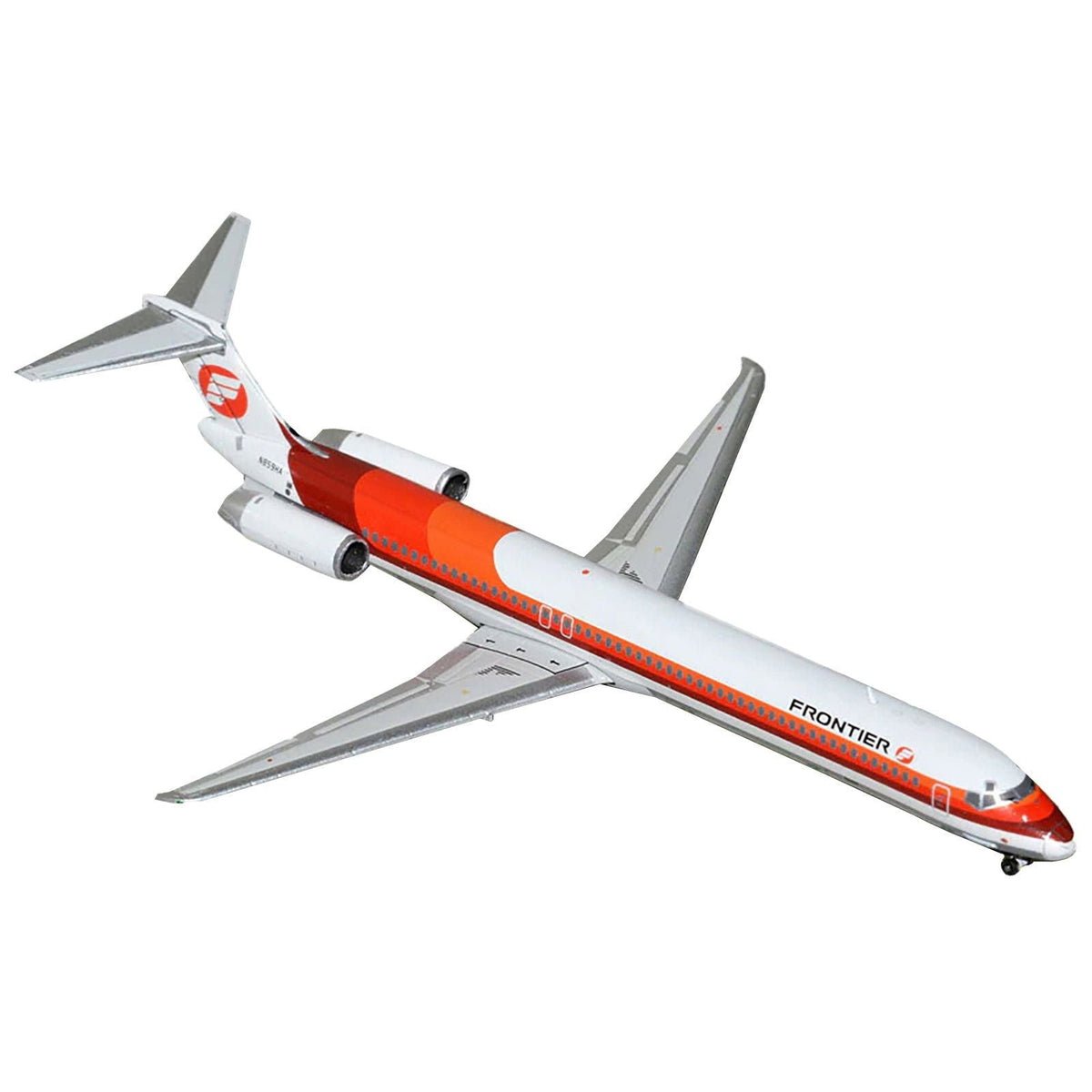 McDonnell Douglas MD-81 Commercial Aircraft "Frontier Airlines" (N859HA) White with Stripes 1/400 Diecast Model Airplane by GeminiJets-GeminiJets-ModelCars.com
