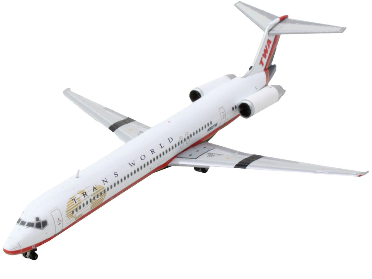 McDonnell Douglas MD-82 Commercial Aircraft "Trans World Airlines" White with Red Stripes 1/400 Diecast Model Airplane by GeminiJets-GeminiJets-ModelCars.com