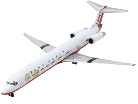 McDonnell Douglas MD-82 Commercial Aircraft "Trans World Airlines" White with Red Stripes 1/400 Diecast Model Airplane by GeminiJets-GeminiJets-ModelCars.com