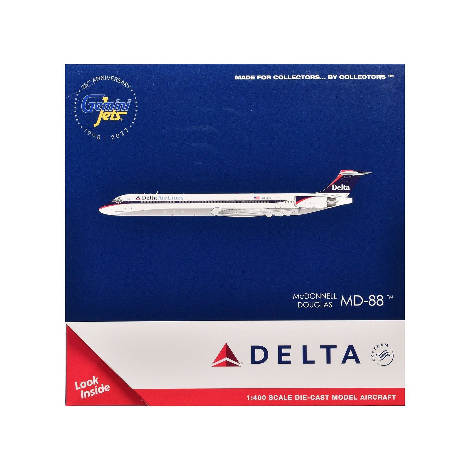 McDonnell Douglas MD - 88 Commercial Aircraft "Delta Air Lines" (N925DL) White with Blue and Red Graphics 1/400 Diecast Model Airplane by GeminiJets - GeminiJets - ModelCars.com