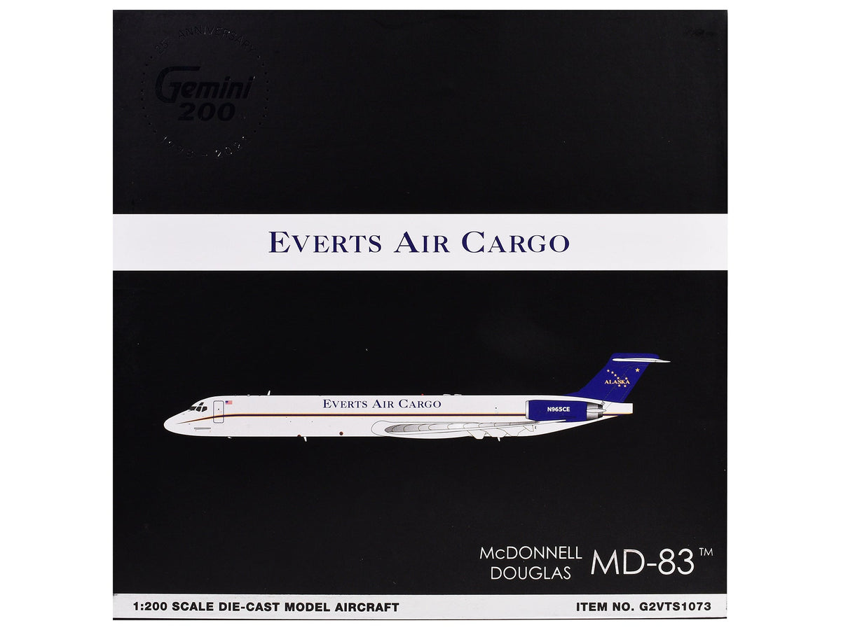 McDonnell Douglas MD-88 Commercial Aircraft "Everts Air Cargo" (N965CE) White with Blue Tail "Gemini 200" Series 1/200 Diecast Model Airplane by GeminiJets-GeminiJets-ModelCars.com