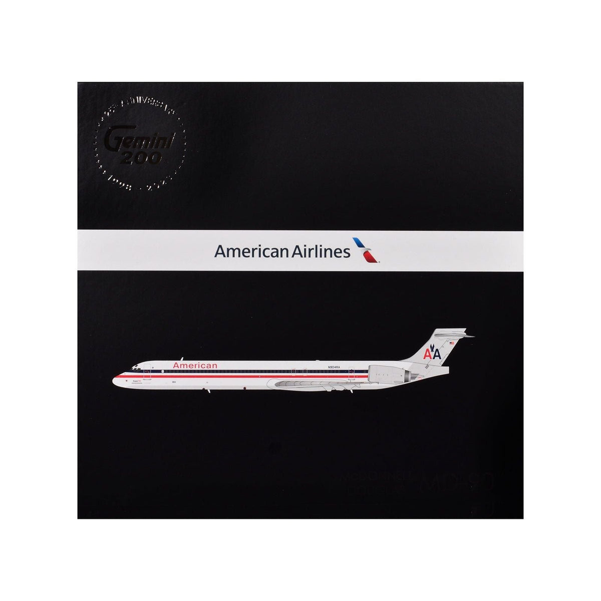 McDonnell Douglas MD-90 Commercial Aircraft "American Airlines" (N904RA) White with Red and Blue Stripes "Gemini 200" Series 1/200 Diecast Model Airplane by GeminiJets-GeminiJets-ModelCars.com