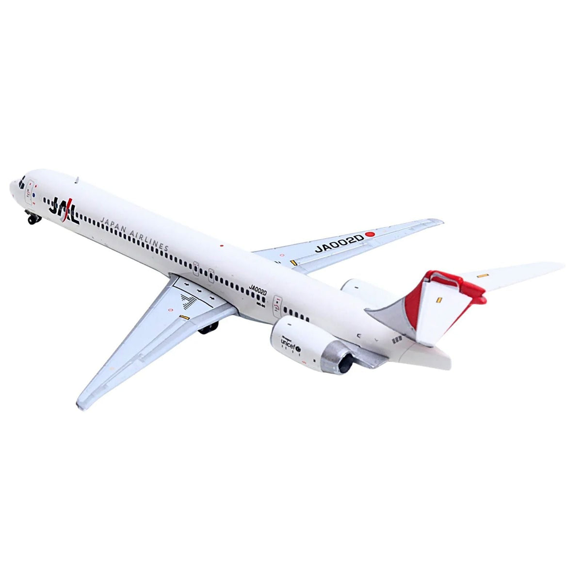 McDonnell Douglas MD-90 Commercial Aircraft "Japan Airines" (JA002D) White with Red Tail 1/400 Diecast Model Airplane by GeminiJets-GeminiJets-ModelCars.com