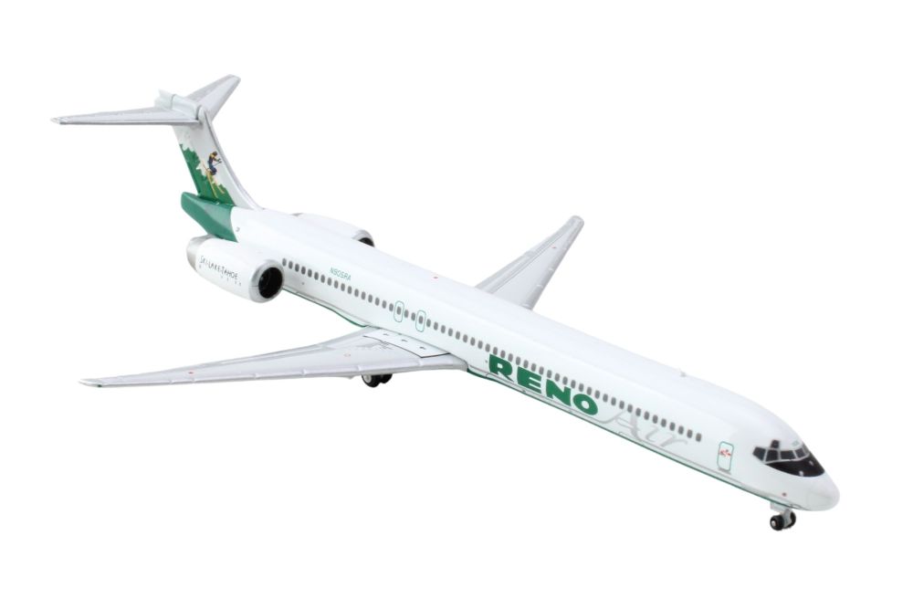 McDonnell Douglas MD-90 Commercial Aircraft "Reno Air" (N905RA) White with Green Tail 1/400 Diecast Model Airplane by GeminiJets-GeminiJets-ModelCars.com