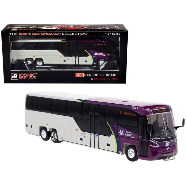 MCI D45 CRT LE Coach Bus "Valley Metro" Destination: "50 Camelback RD" "The Bus & Motorcoach Collection" 1/87 Diecast Model by Iconic Replicas - Iconic Replicas - ModelCars.com