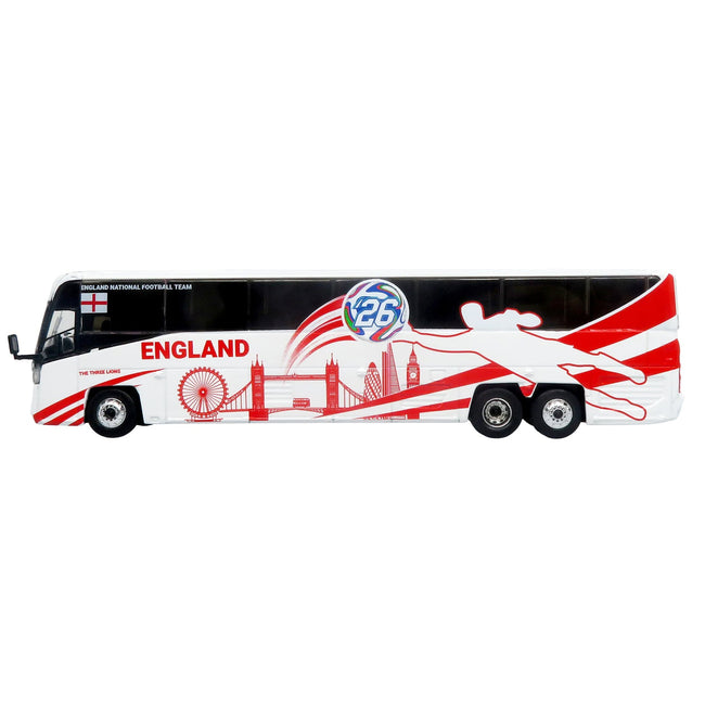 MCI D4520 Coach Bus "England National Football Team" White with Graphics "International Federation of the Global Game" Series Limited Edition to 504 pieces Worldwide 1/87 (HO) Diecast Model by Iconic Replicas-Iconic Replicas-ModelCars.com