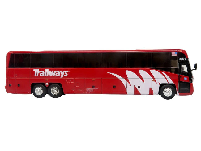 MCI D4520 Commuter Coach Bus "Burlington Trailways" Red with White Graphics "The Bus & Motorcoach Collection" Limited Edition to 504 pieces Worldwide 1/87 (HO) Scale Diecast Model by Iconic Replicas-Iconic Replicas-ModelCars.com