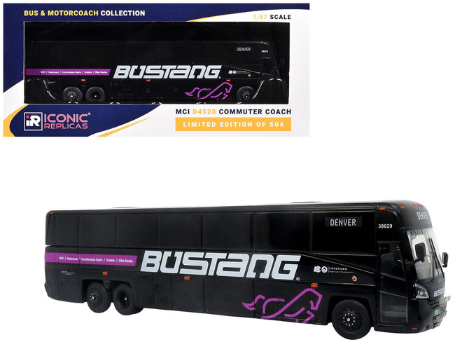 MCI D4520 Commuter Coach Bus "Bustang - Colorado Department of Transportation" Black "The Bus & Motorcoach Collection" Limited Edition to 504 pieces Worldwide 1/87 (HO) Scale Diecast Model by Iconic Replicas-Iconic Replicas-ModelCars.com
