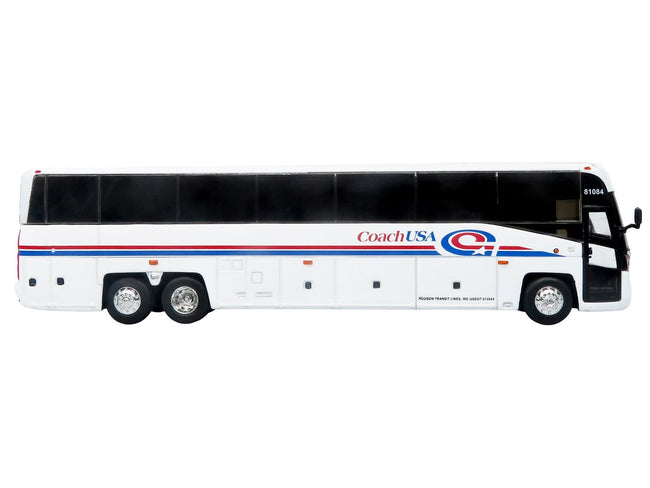 MCI D4520 Commuter Coach Bus "Coach USA" White with Blue and Red Stripes "The Bus & Motorcoach Collection" Limited Edition to 504 pieces Worldwide 1/87 (HO) Scale Diecast Model by Iconic Replicas-Iconic Replicas-ModelCars.com