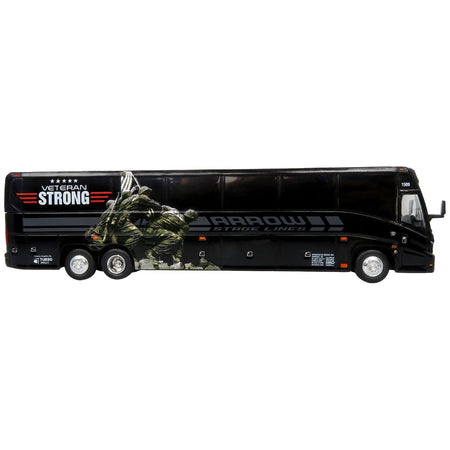 MCI J4500 Coach Bus "Arrow Stage Lines - Veteran Strong" Black "The Bus & Motorcoach Collection" Limited Edition to 504 pieces Worldwide 1/87 (HO) Diecast Model by Iconic Replicas - Iconic Replicas - ModelCars.com