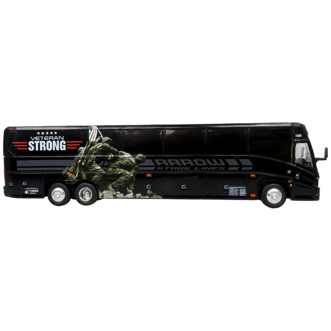 MCI J4500 Coach Bus "Arrow Stage Lines - Veteran Strong" Black "The Bus & Motorcoach Collection" Limited Edition to 504 pieces Worldwide 1/87 (HO) Diecast Model by Iconic Replicas - Iconic Replicas - ModelCars.com