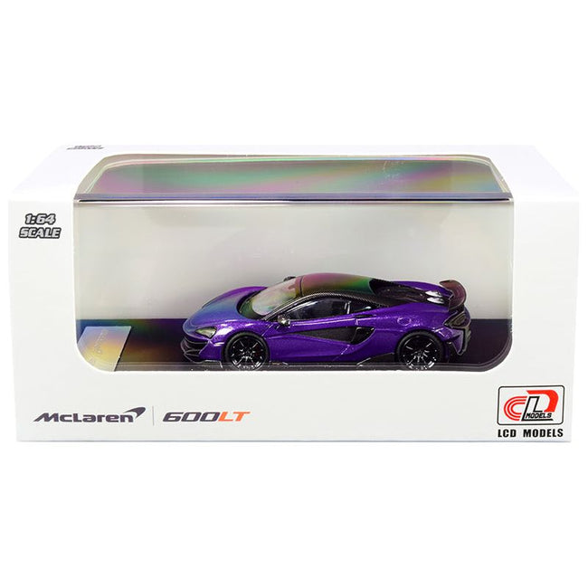 McLaren 600LT Purple Metallic with Carbon Top and Carbon Accents 1/64 Diecast Model Car by LCD Models-LCD Models-ModelCars.com