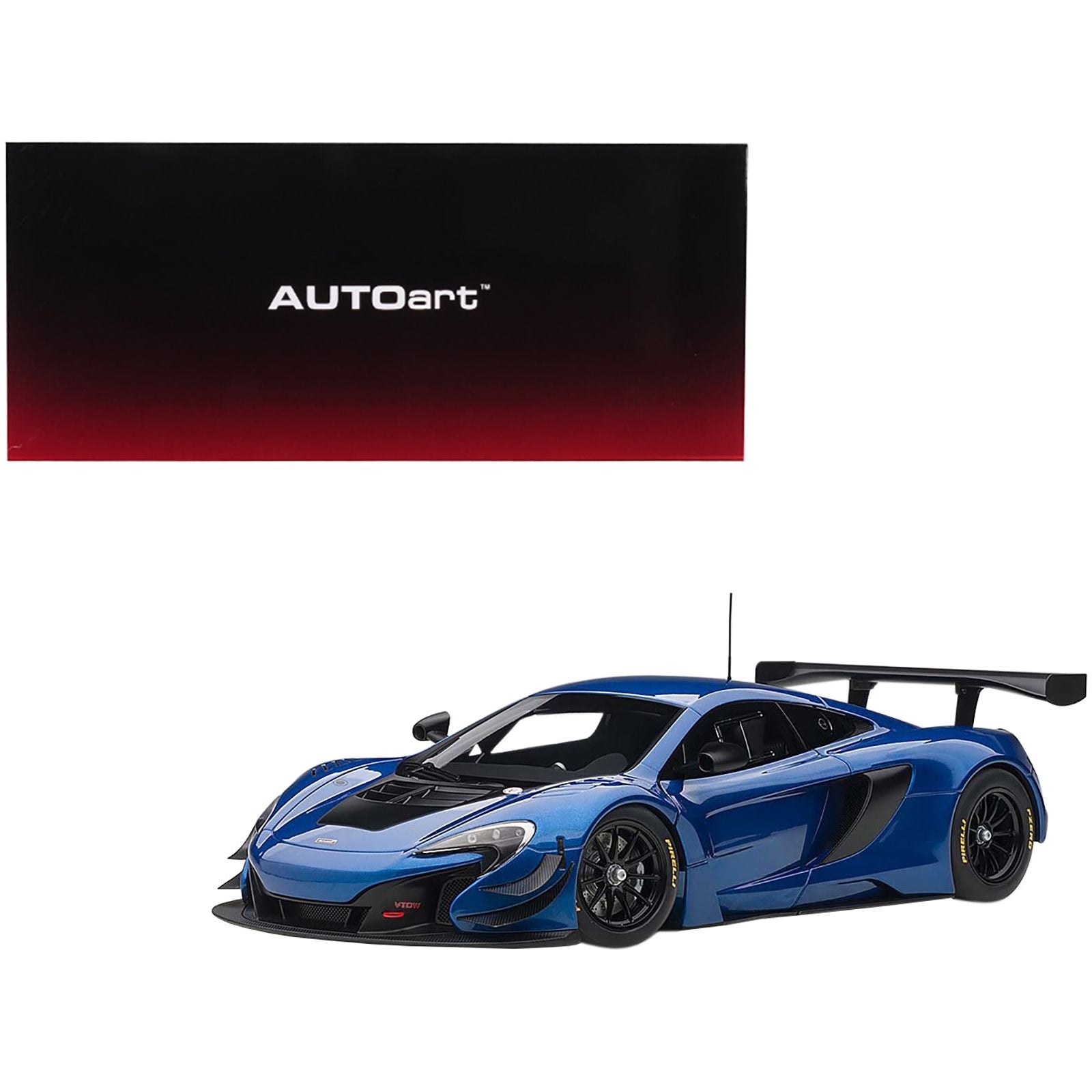 Mclaren 650S GT3 Azure Blue with Black Accents 1/18 Model Car by Autoart - Autoart - ModelCars.com