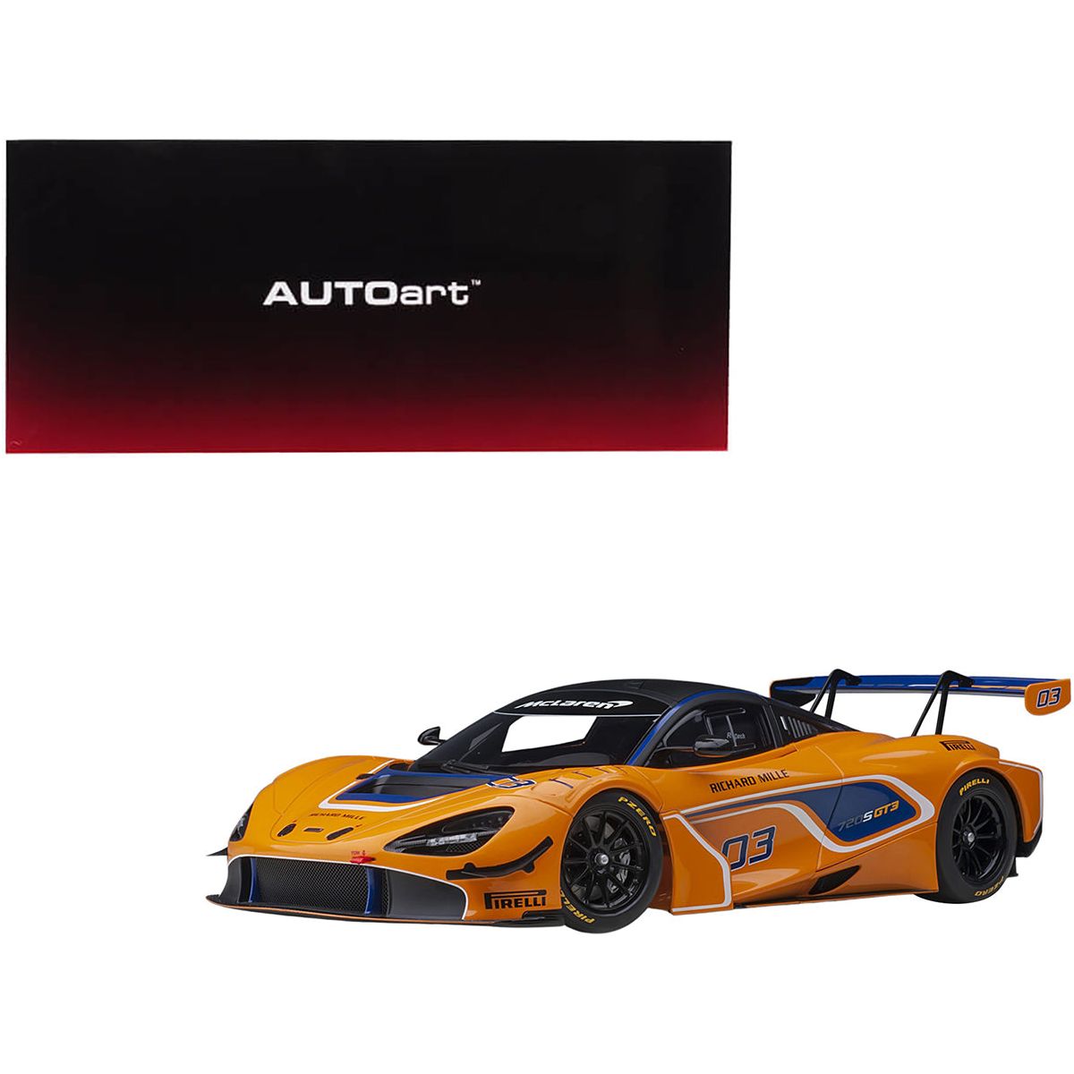 Mclaren 720S GT3 03 Orange with Matt Black Top 1/18 Model Car by Autoart - Autoart - ModelCars.com