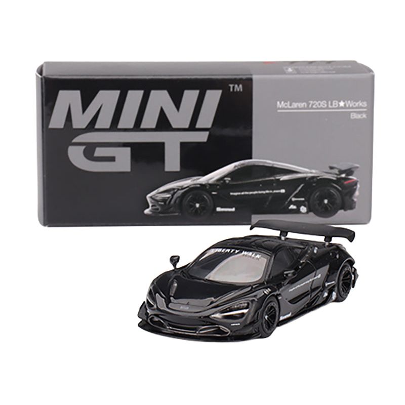 McLaren 720S LB-Works Black Limited Edition 1/64 Diecast Model Car by Mini GT-Mini GT-ModelCars.com