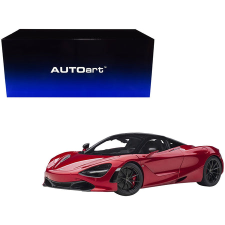 Mclaren 720S Memphis Red Metallic with Black Top and Carbon Accents 1/18 Model Car by Autoart - Autoart - ModelCars.com