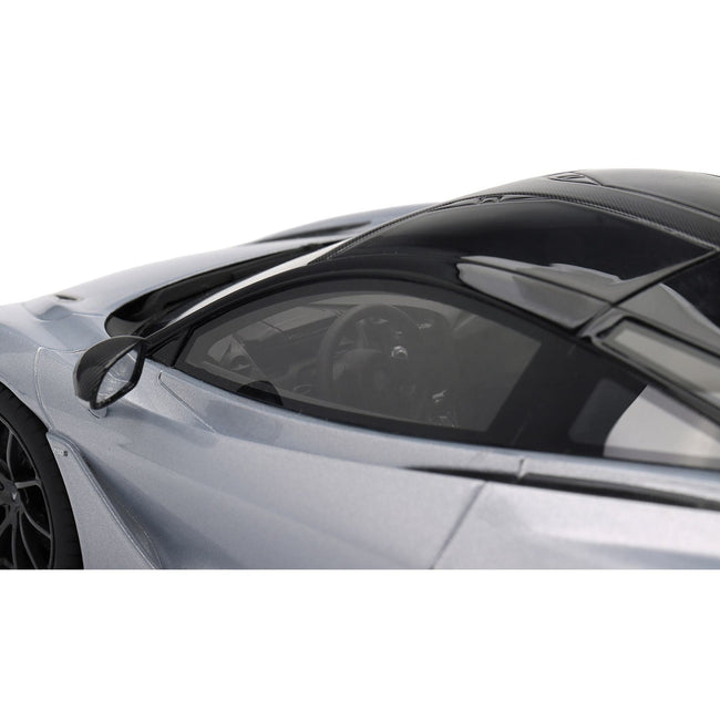 McLaren 750S Ice Silver Metallic with Black Top 1/18 Model Car by Top Speed-Top Speed-ModelCars.com