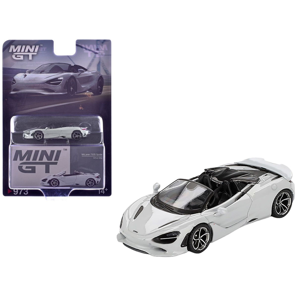 McLaren 750S Spider Cirrus Gray Limited Edition 1/64 Diecast Model Car by Mini GT-Mini GT-ModelCars.com
