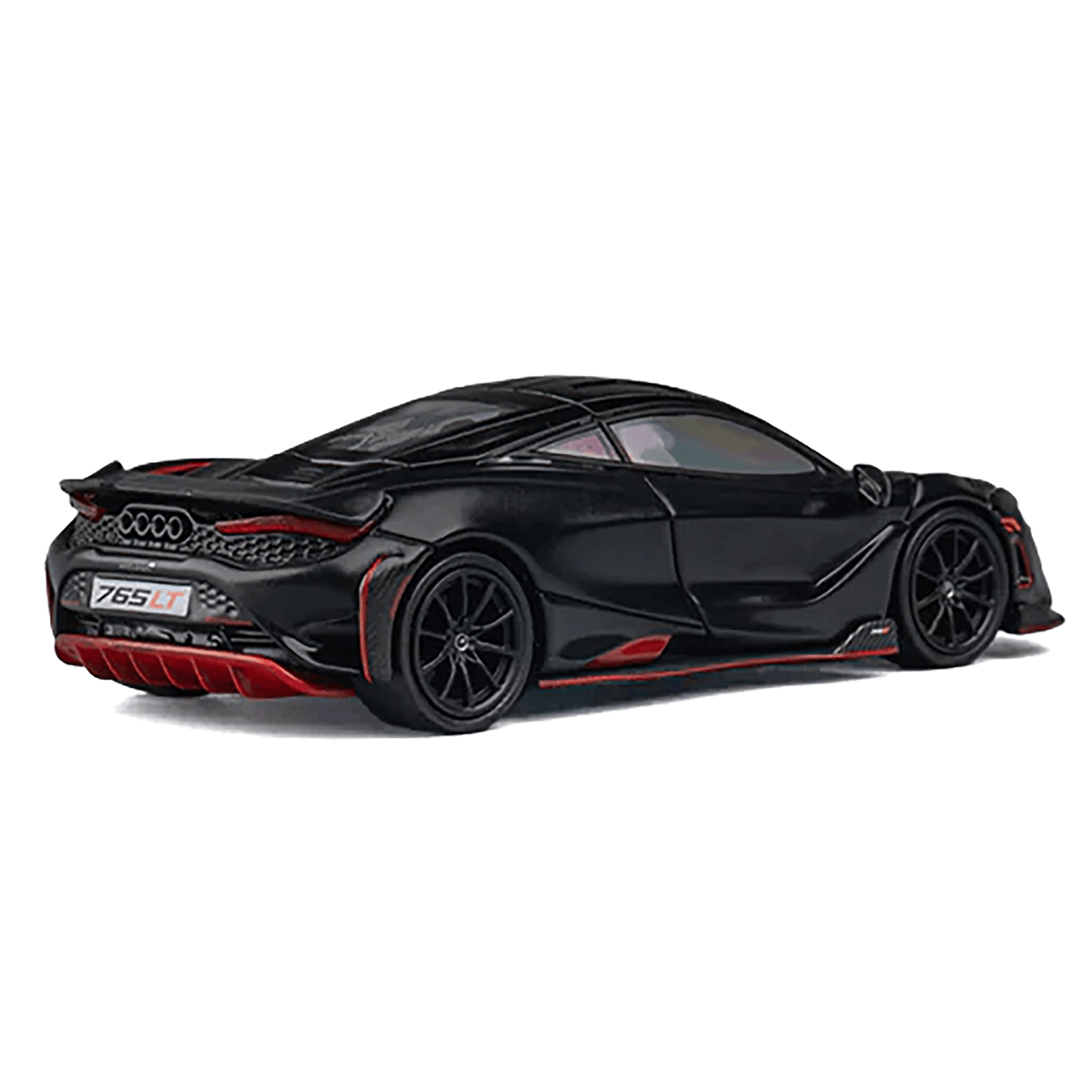 McLaren 765LT Matt Black with Red Accents and Extra Wheels 1/64 Diecast Model Car by CM Model-CM Models-ModelCars.com