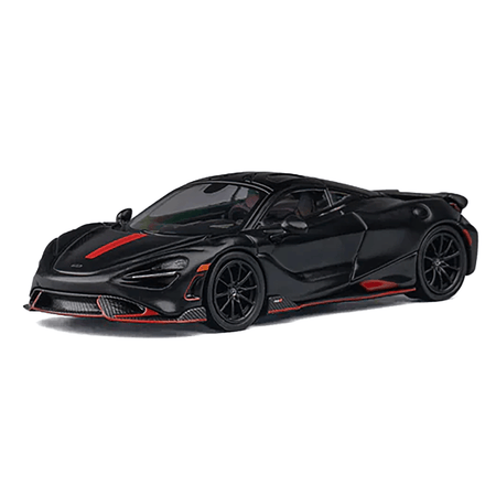 McLaren 765LT Matt Black with Red Accents and Extra Wheels 1/64 Diecast Model Car by CM Model-CM Models-ModelCars.com