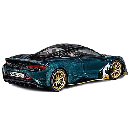 McLaren 765LT Racing Green Metallic with Black Top and Extra Wheels 1/64 Diecast Model Car by CM Models - CM Models - ModelCars.com