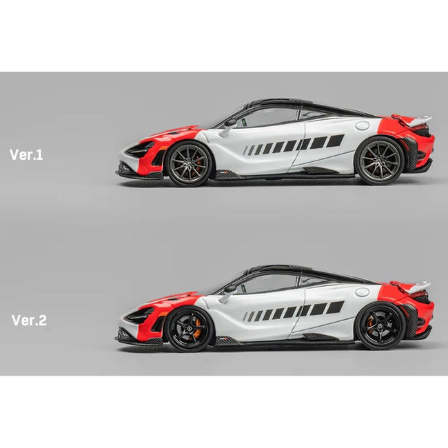 McLaren 765LT White and Red with Black Top and Extra Wheels 1/64 Diecast Model Car by CM Models - CM Models - ModelCars.com