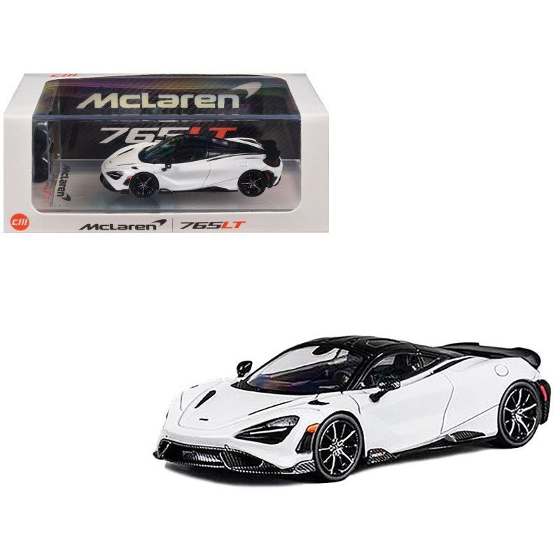 McLaren 765LT White with Black Top and Extra Wheels 1/64 Diecast