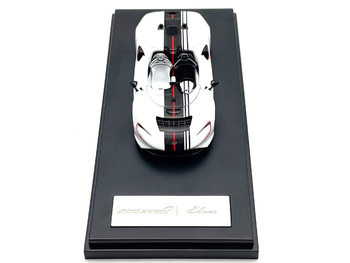 McLaren Elva Convertible White with Carbon and Red Stripes 1/64 Diecast Model Car by LCD Models-LCD Models-ModelCars.com