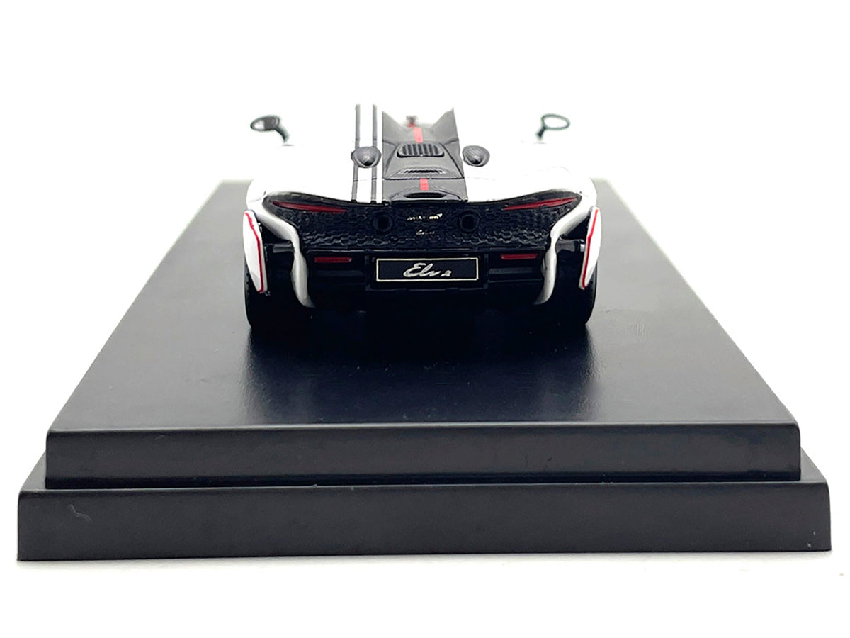 McLaren Elva Convertible White with Carbon and Red Stripes 1/64 Diecast Model Car by LCD Models-LCD Models-ModelCars.com