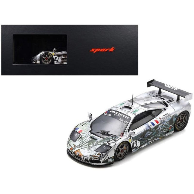 McLaren F1 GTR #42 Jean-Luc Maury-Laribiere - Marc Sourd - Herve Poulain "BBA Competition" "24 Hours of Le Mans" (1995) with Acrylic Display Case 1/18 Model Car by Spark-Spark-ModelCars.com
