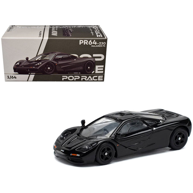 McLaren F1 Jet Black 1/64 Diecast Model Car by Pop Race-Pop Race-ModelCars.com