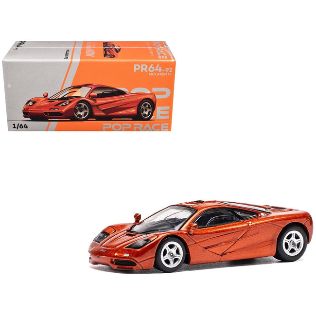 McLaren F1 Orange Metallic 1/64 Diecast Model Car by Pop Race-Pop Race-ModelCars.com