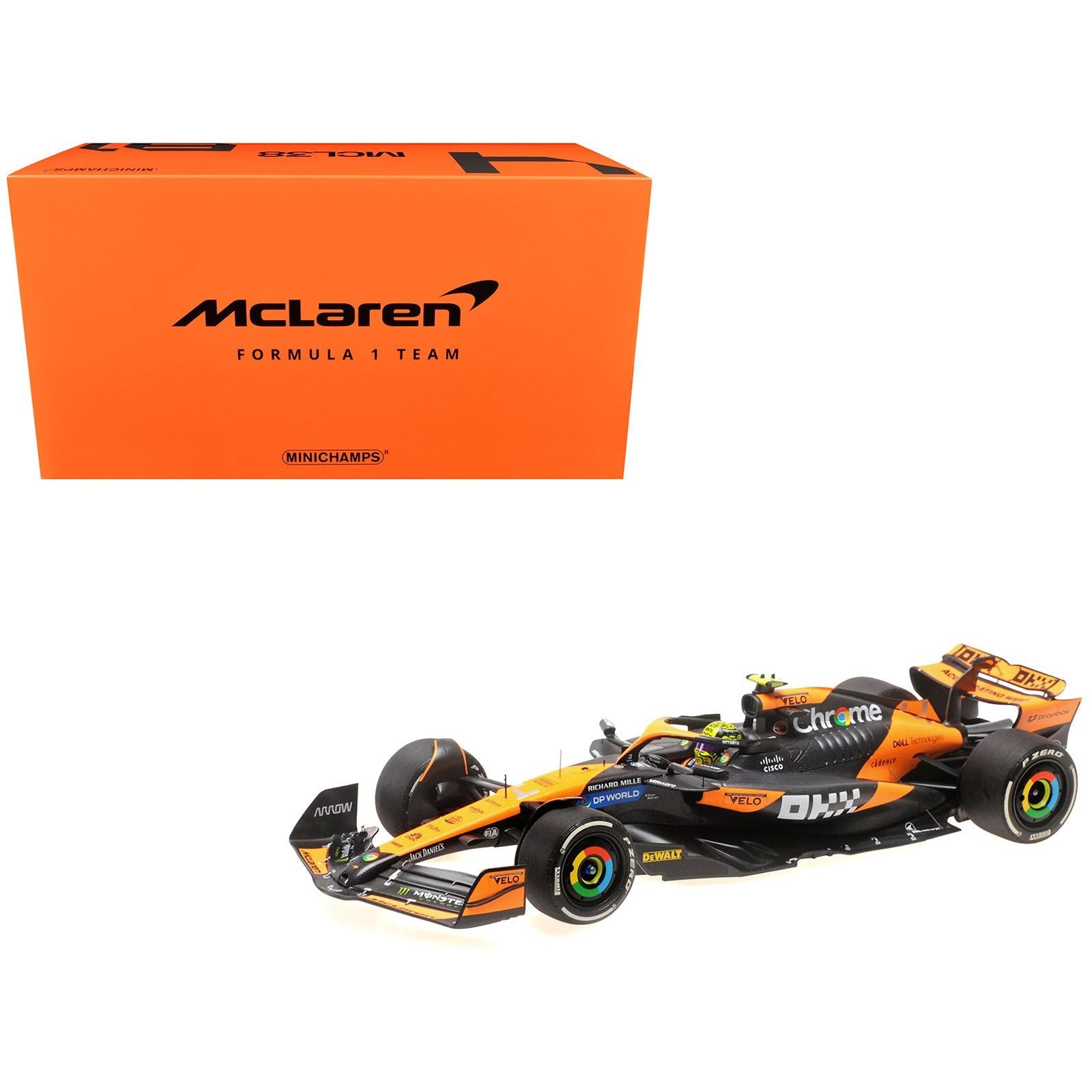 McLaren MCL38 4 Lando Norris "OKX" Winner F1 Formula One "Miami GP" (2024) with Driver Limited Edition to 732 pieces Worldwide 1/18 Model Car by Minichamps - Minichamps - ModelCars.com
