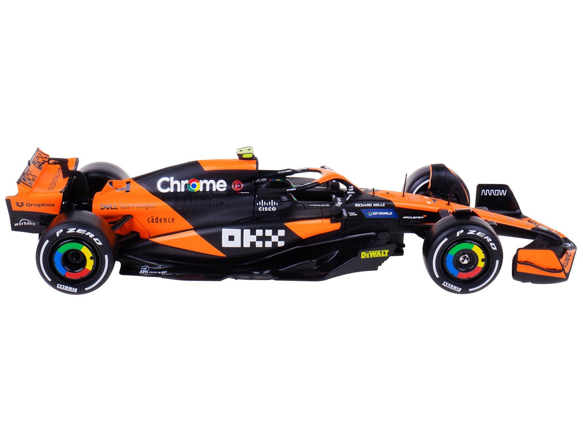 McLaren MCL38 #4 Lando Norris "OKX" Winner Formula One F1 "Miami GP" (2024) with Driver Figure "Race" Series 1/24 Diecast Model Car by Bburago-Bburago-ModelCars.com