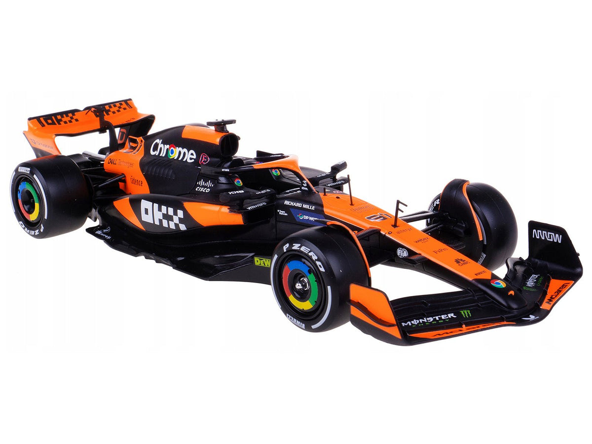 McLaren MCL38 #81 Oscar Piastri "OKX" Formula One F1 "Miami GP" (2024) with Driver Figure "Race" Series 1/24 Diecast Model Car by Bburago-Bburago-ModelCars.com