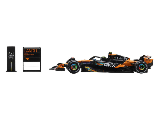 McLaren MCL39 #4 Lando Norris 3rd Place Formula One F1 "Abu Dhabi GP GP" (2025) "Drivers' World Champion 2025" with Pit Board 1/64 Model Car by Spark-Spark-ModelCars.com