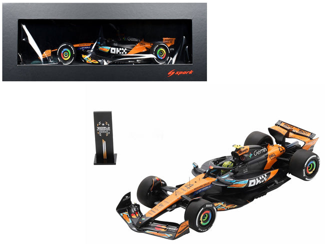 McLaren MCL39 #4 Lando Norris 3rd Place Formula One F1 "Abu Dhabi GP GP" (2025) "Drivers' World Champion 2025" with Pit Board and Acrylic Display Case 1/18 Model Car by Spark-Spark-ModelCars.com