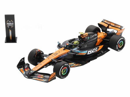 McLaren MCL39 #4 Lando Norris 3rd Place Formula One F1 "Abu Dhabi GP GP" (2025) "Drivers' World Champion 2025" with Pit Board and Acrylic Display Case 1/18 Model Car by Spark-Spark-ModelCars.com