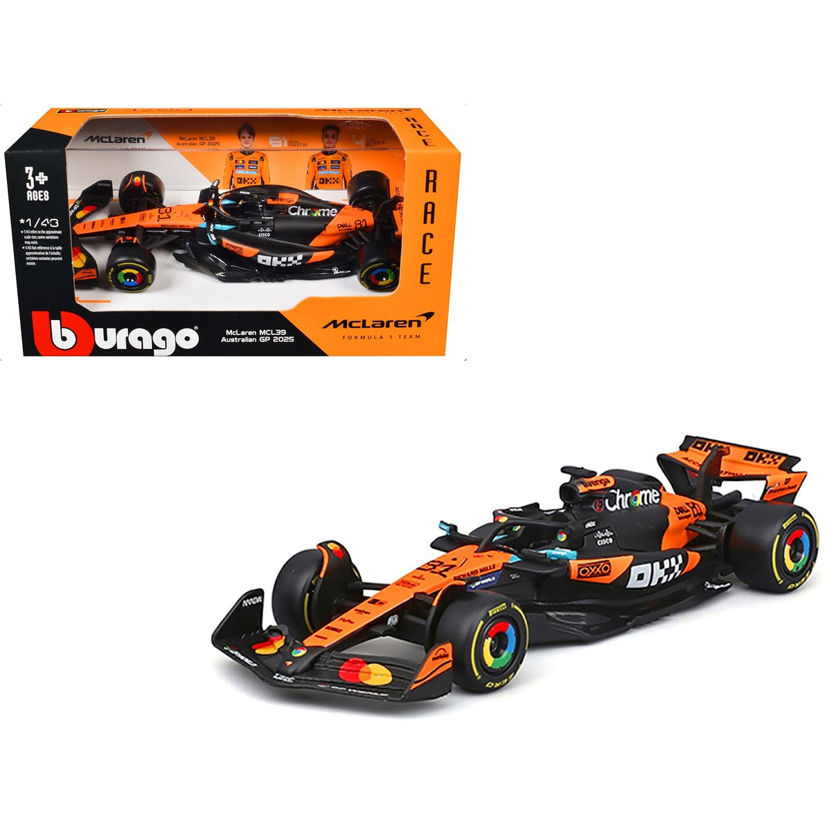 McLaren MCL39 #81 Oscar Piastri "OKX" Formula One F1 "Australian GP" (2025) "Race" Series 1/43 Diecast Model Car by Bburago-Bburago-ModelCars.com
