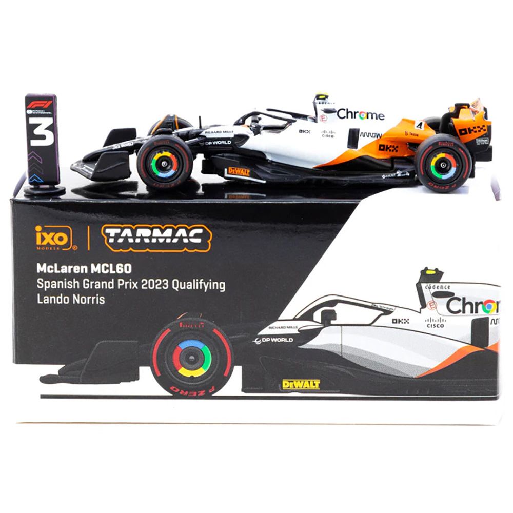 McLaren MCL60 #4 Lando Norris 3rd Place Formula One F1 "Spanish GP Qualifying" (2023) "Global64" Series 1/64 Diecast Model by Tarmac Works-Tarmac Works-ModelCars.com