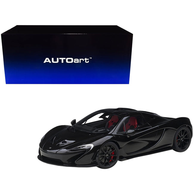 McLaren P1 Fire Black with Red and Black Interior 1/18 Model Car by Autoart - Autoart - ModelCars.com