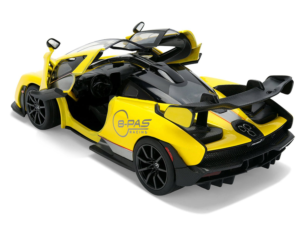 McLaren Senna "8-PAS Racing" Yellow Metallic with Black Top "Hyper-Spec" Series 1/24 Diecast Model Car by Jada-Jada-ModelCars.com