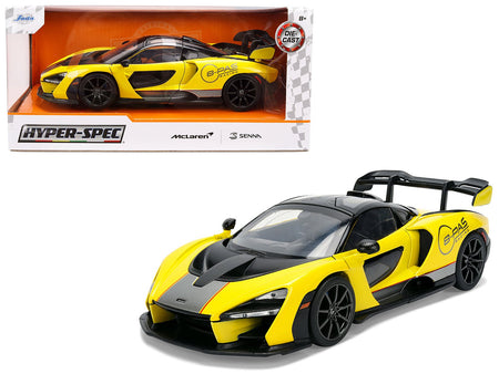 McLaren Senna "8-PAS Racing" Yellow Metallic with Black Top "Hyper-Spec" Series 1/24 Diecast Model Car by Jada-Jada-ModelCars.com