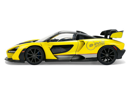 McLaren Senna "8-PAS Racing" Yellow Metallic with Black Top "Hyper-Spec" Series 1/24 Diecast Model Car by Jada-Jada-ModelCars.com