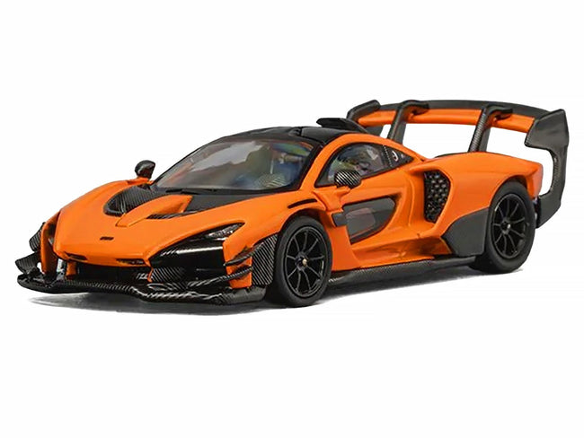 McLaren Senna GTR Orange Metallic with Carbon Hood and Black Top 1/64 Diecast Model Car by CM Model-CM Models-ModelCars.com