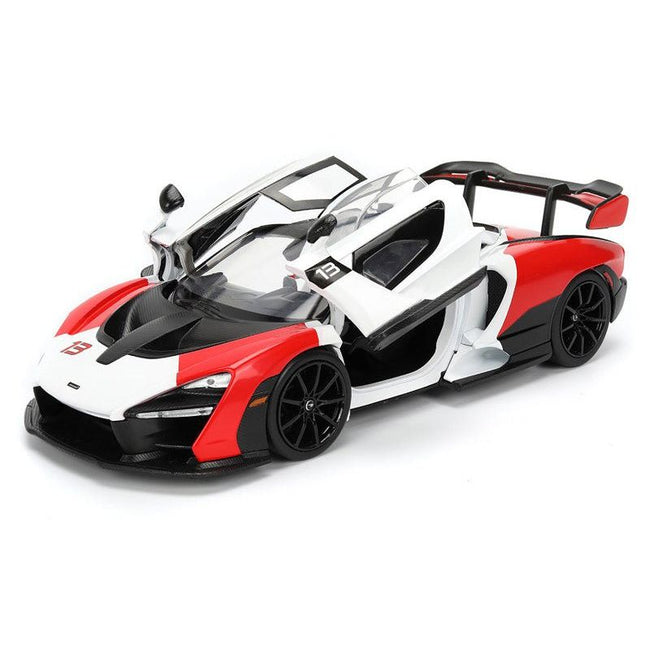 McLaren Senna Red and White with Carbon Hood and Top "HyperSpec" Series 1/24 Diecast Model Car by Jada-Jada-ModelCars.com