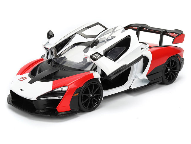 McLaren Senna Red and White with Carbon Hood and Top "HyperSpec" Series 1/24 Diecast Model Car by Jada-Jada-ModelCars.com